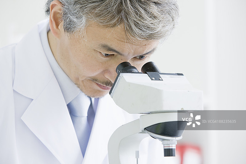 科学家正在用显微镜观察图片素材