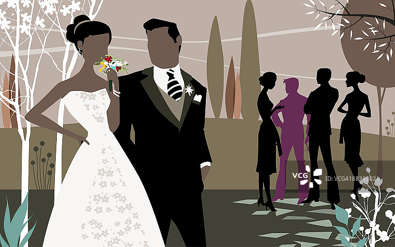 婚礼招待会上的新娘和新郎图片素材