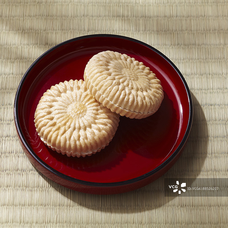 含谷物豆沙的威化饼图片素材