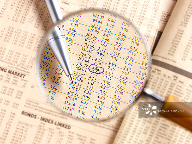 用放大镜看股价图片素材