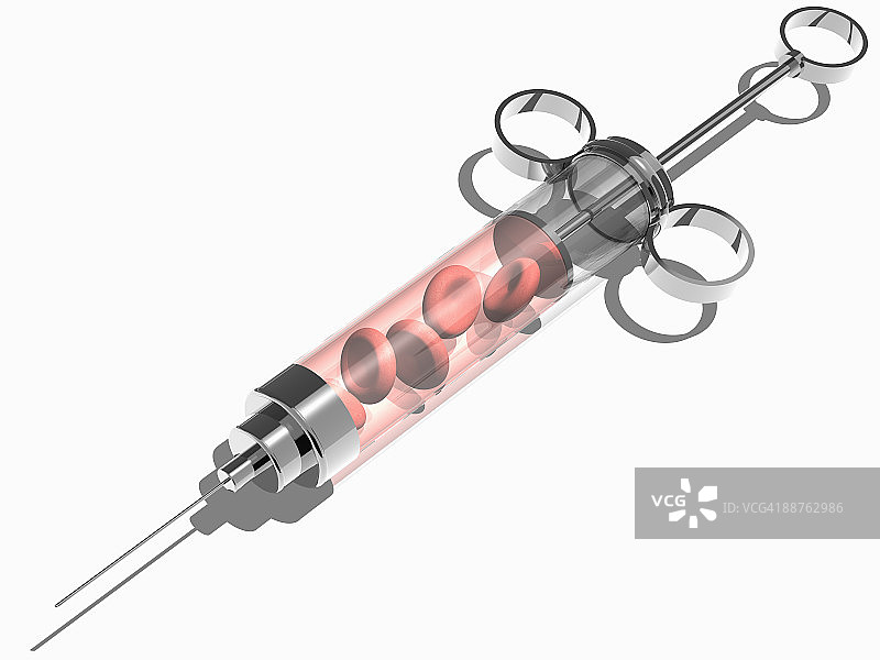 带注射针头的注射器血液插画图片素材
