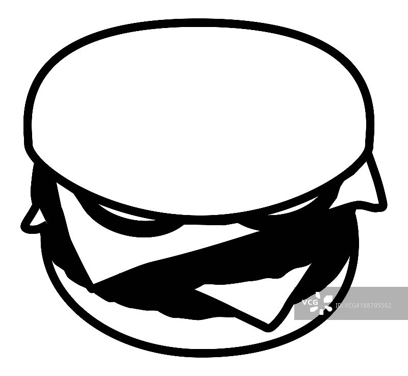 黑白奶酪汉堡数字插图图片素材