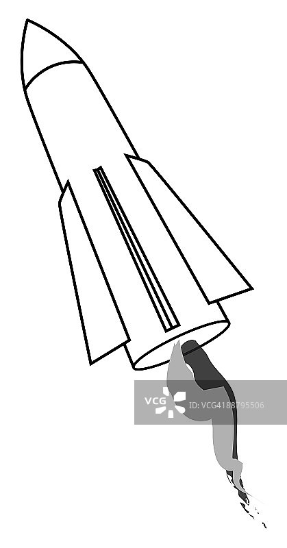 火箭黑白数码插画图片素材