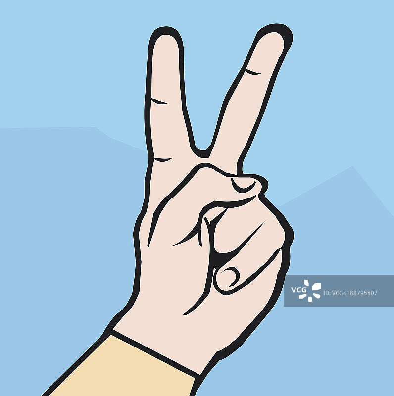 V字手势数字插画图片素材