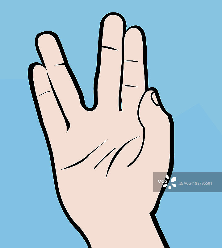 瓦肯举手礼数字插画图片素材