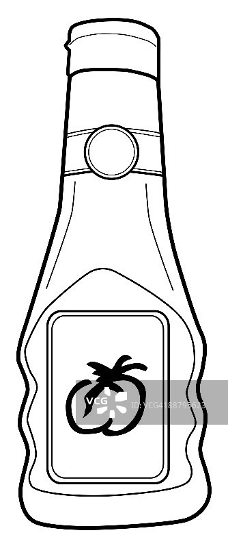 番茄酱瓶黑白数字插画图片素材