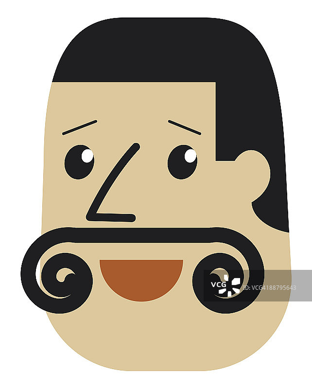 黑发卷曲胡须男人的数码卡通图片素材