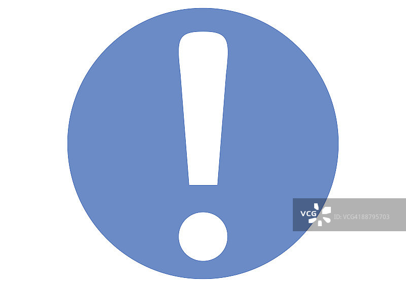 蓝色圆圈内的感叹号数字插画图片素材