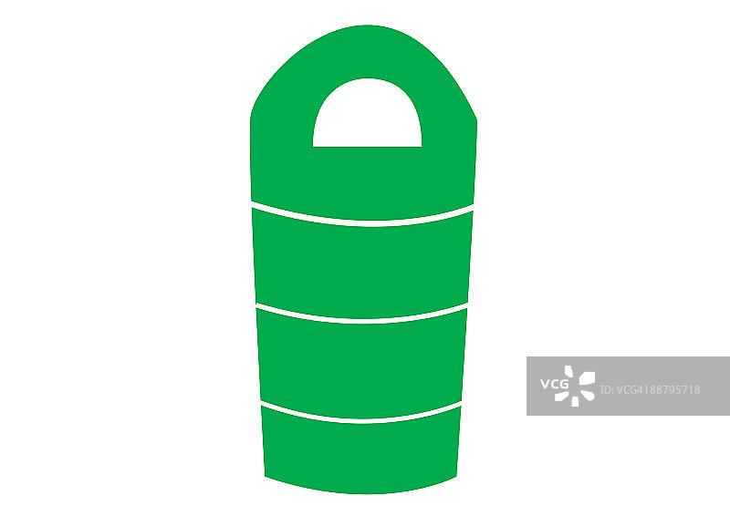 绿色睡袋数字插画图片素材