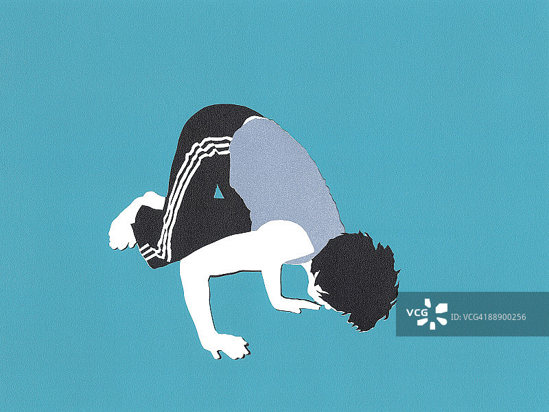 男人鹤式平衡图片素材