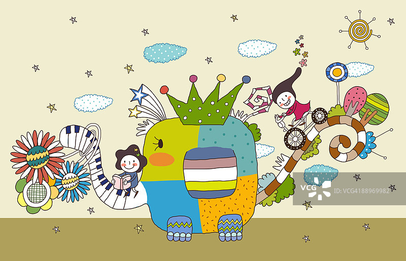 孩子们骑在大象背上图片素材