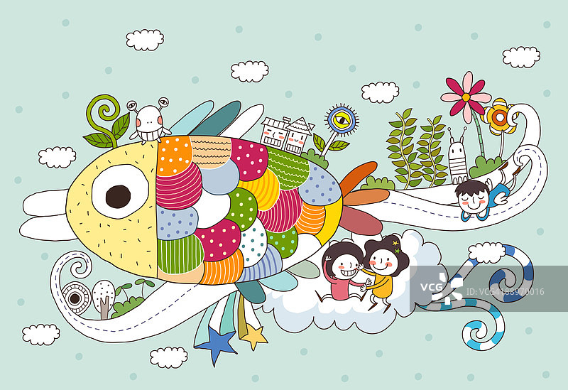 孩子们和小鸟一起玩耍图片素材