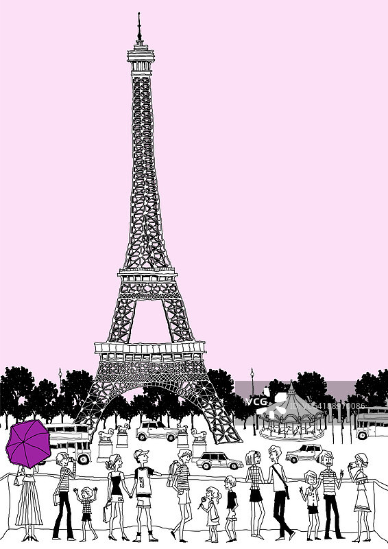 塔楼旁的游客图片素材