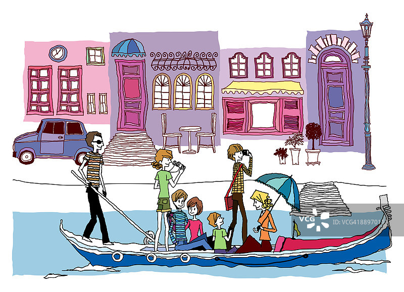 孩子们在海上乘船航行图片素材