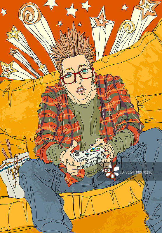 玩电子游戏的青少年图片素材