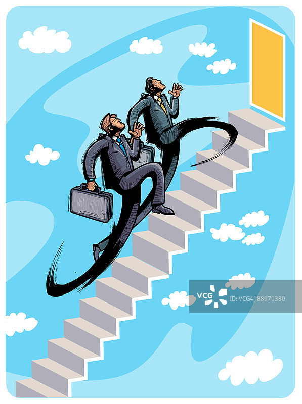 商务人士攀登阶梯图片素材