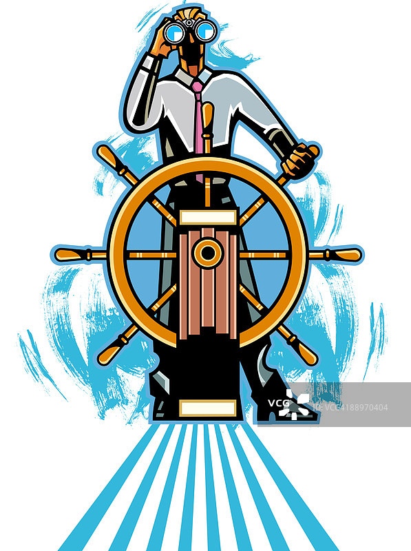 手持望远镜的商人图片素材