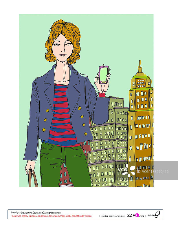 站在街上拿着手机的女人图片素材