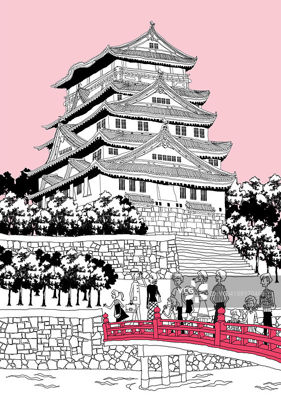 宝塔桥上的游客图片素材