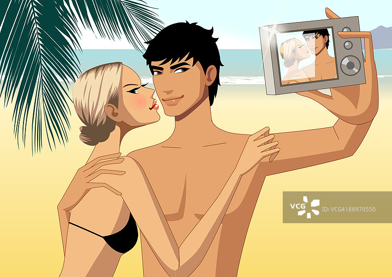 情侣自拍特写图片素材