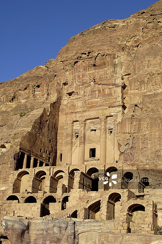 约旦佩特拉瓮墓：联合国教科文组织世界遗产图片素材