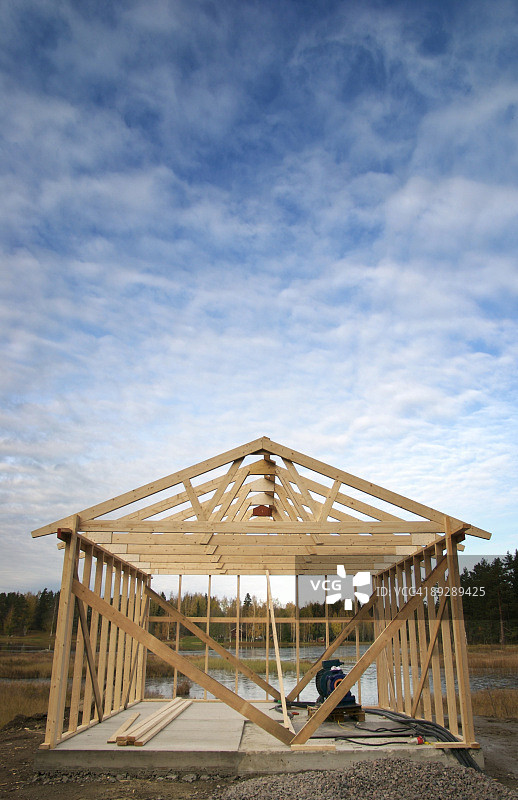 湖边小屋图片素材