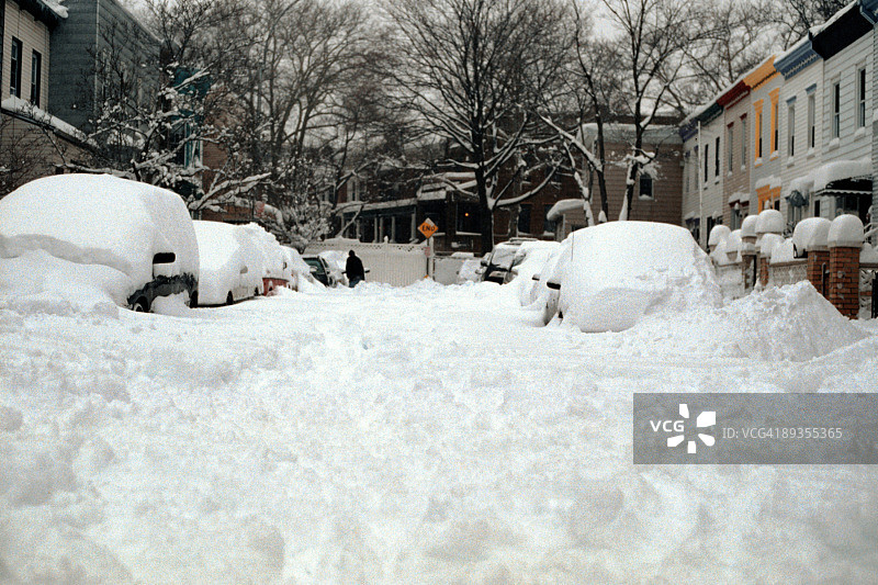 布鲁克林街头雪景图片素材