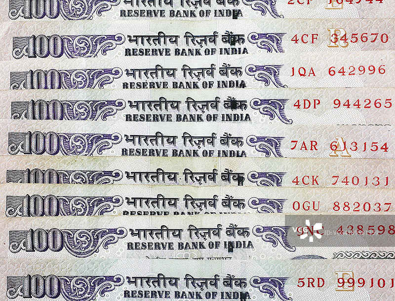 不同种类的印度卢比图片素材