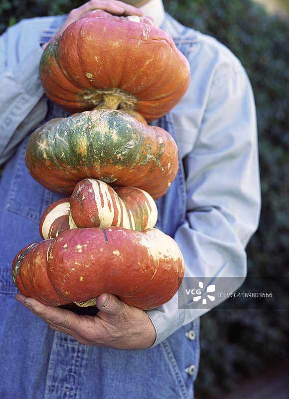 手持土耳其头巾南瓜的男人图片素材