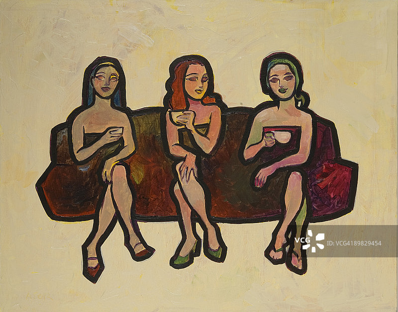 三个人喝咖啡图片素材