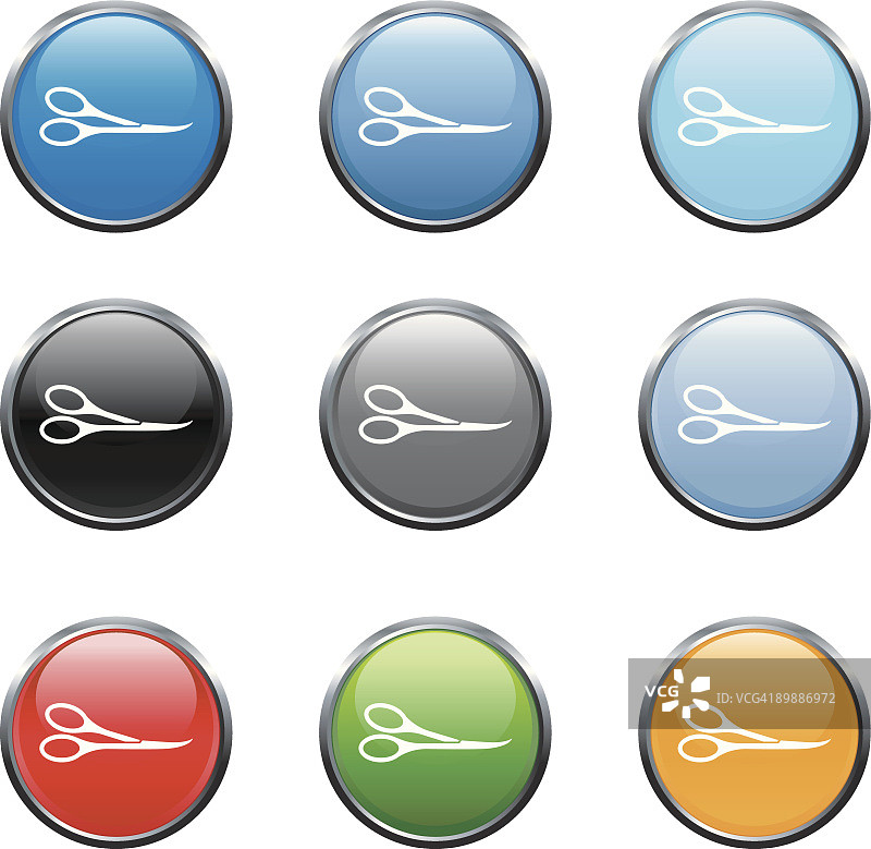 九种颜色的理发剪刀免版税矢量图图片素材