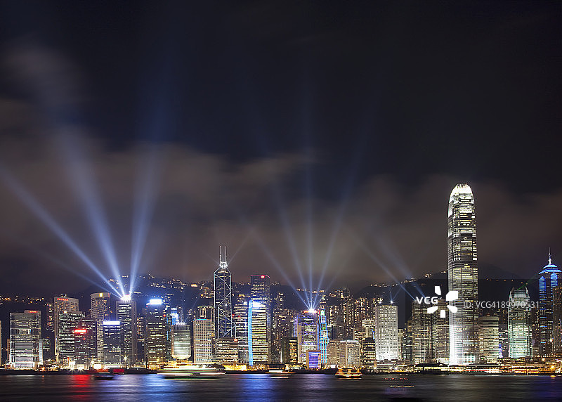 维多利亚港灯光秀图片素材