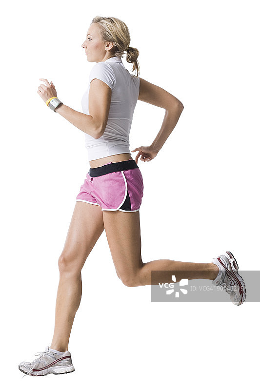 穿着粉色跑步短裤的女人图片素材