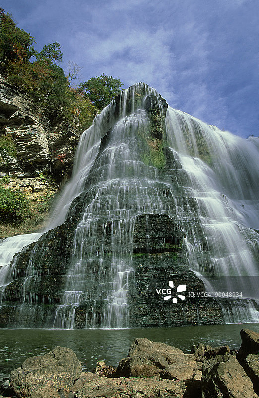 伯吉斯瀑布，田纳西州伯吉斯瀑布州立自然区图片素材