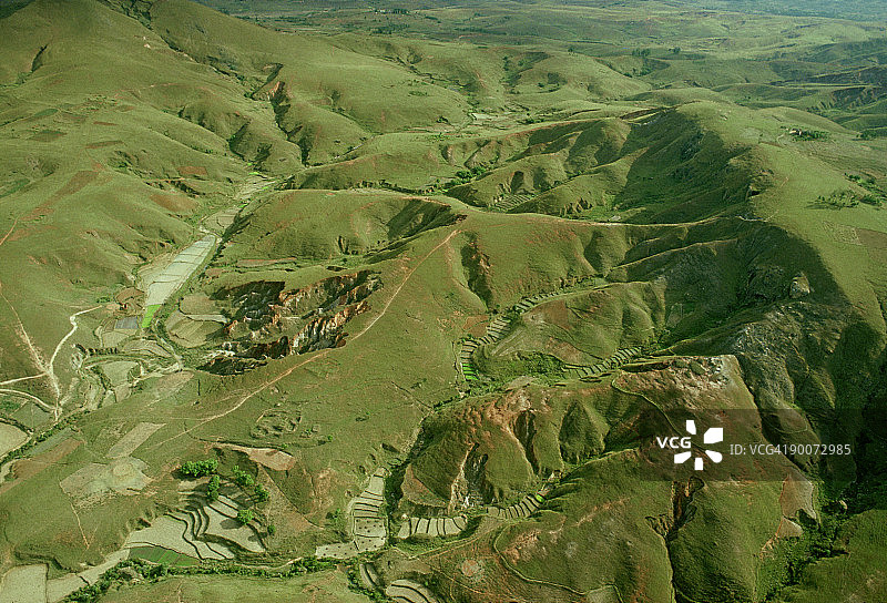 阿拉奥特拉湖附近的“拉瓦卡”土地侵蚀，马达加斯加中部图片素材