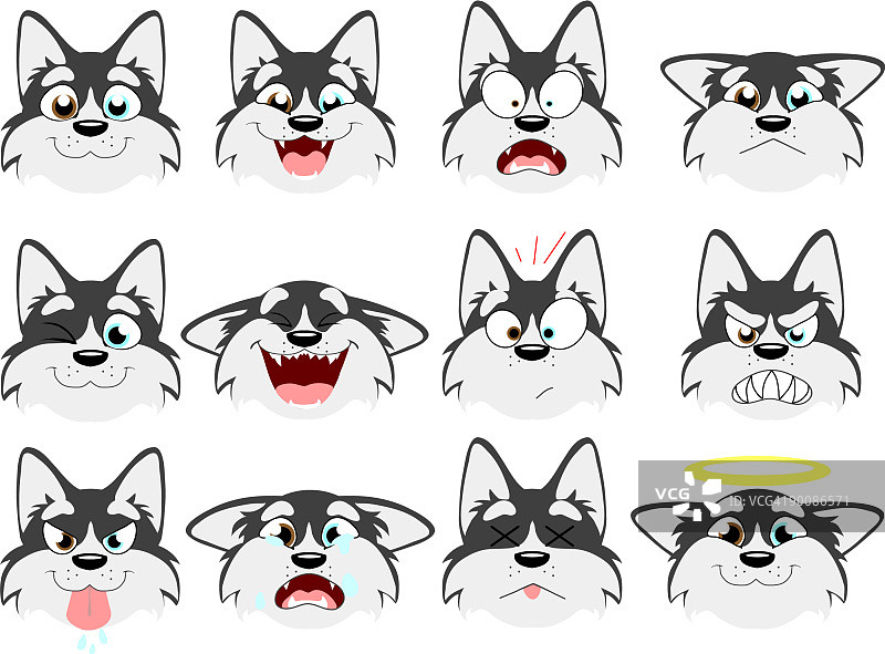 哈士奇狗表情符号图片素材