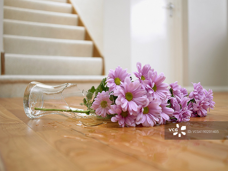 地板上破碎的花瓶图片素材