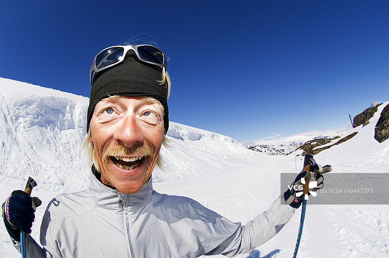 留着胡子的滑雪者，瑞典里克斯格伦森图片素材