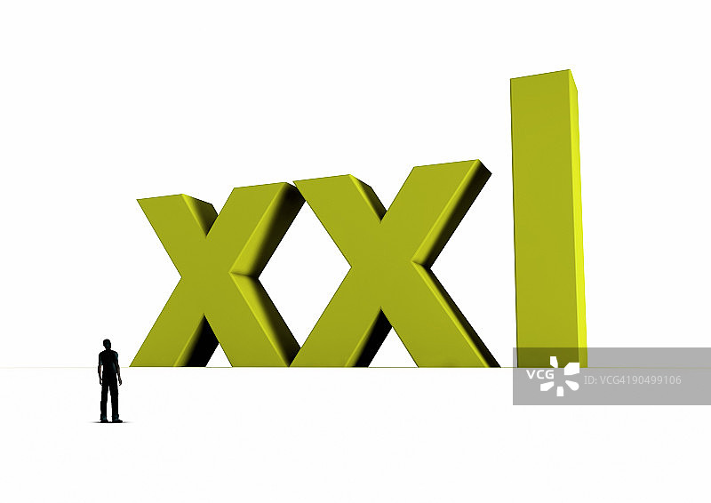 绿色大写字母XXL与小剪影图片素材