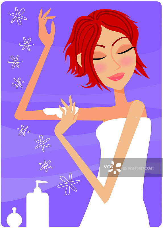 女人涂抹润肤露图片素材