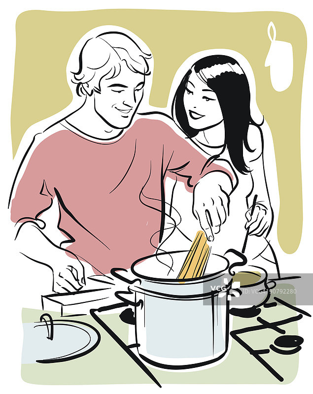 男人和女人在做饭图片素材