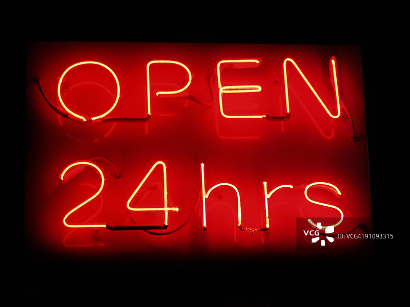 24小时营业霓虹灯标志图片素材