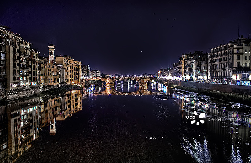 意大利佛罗伦萨的阿诺河夜景图片素材