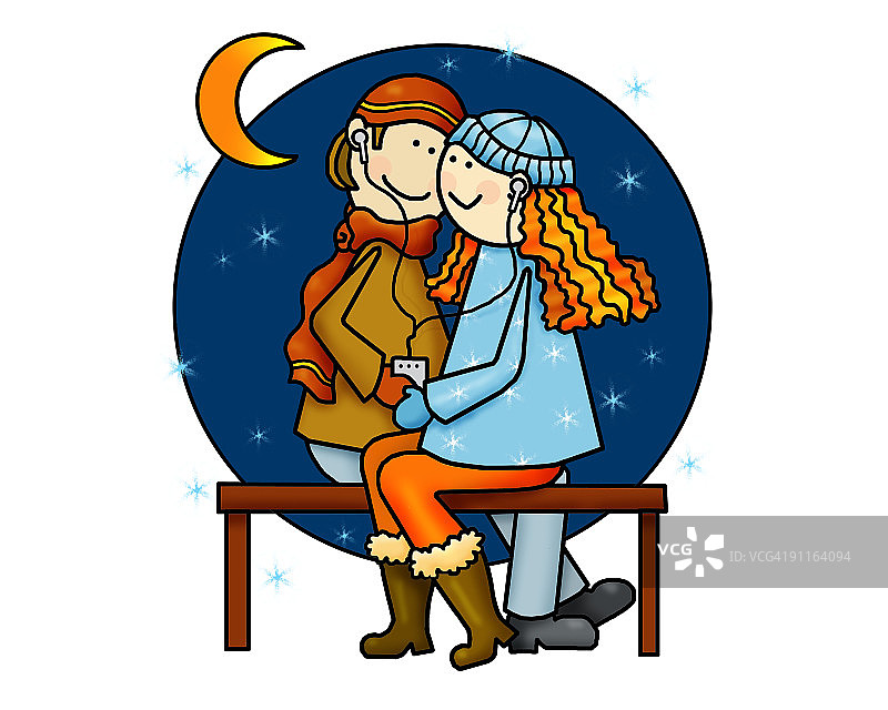 年轻夫妇听耳机图片素材