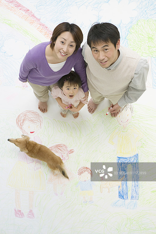 家庭全家福俯视图图片素材
