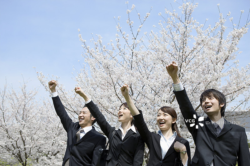 商务人士握拳庆祝图片素材