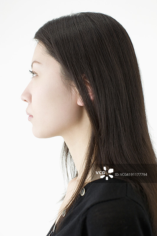 女人肖像，侧面，摄影棚拍摄图片素材