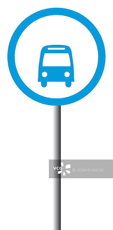 数字插画：圆形公交车道标志图片素材