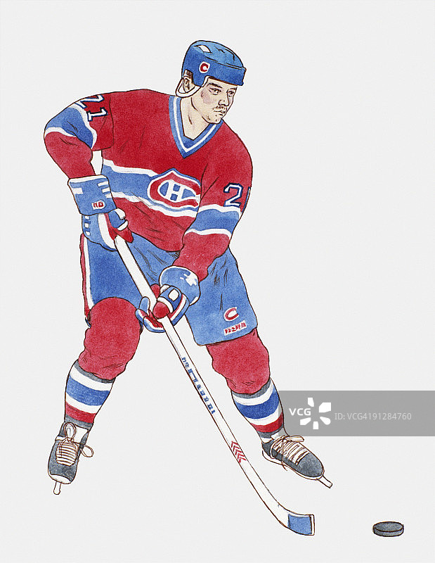 身穿防护服冰球运动员插画图片素材