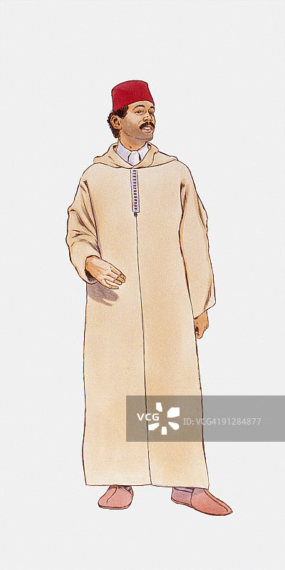 男人穿着吉拉巴长袍的插图图片素材
